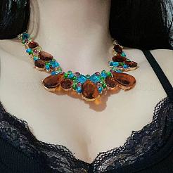 Alloy & Glass Teardrop Beaded Bib Necklaces for Women&nbsp;FS-WGD1103-01
