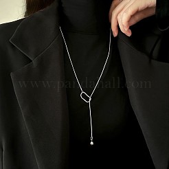 304 Stainless Steel Round Ball Slider Lariat Necklaces for Women&nbsp;WGD4E8A-02