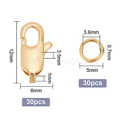 30Pcs Brass Lobster Claw Clasps with 30Pcs Open Jump Rings&nbsp;KK-GO0001-15