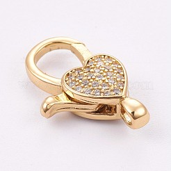 Brass Micro Pave Cubic Zirconia Lobster Claw Clasps&nbsp;ZIRC-E149-34G