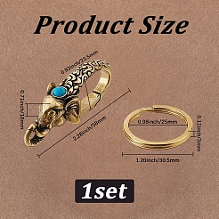 Elephant Brass Synthetic Turquoise Lobster Claw Clasps&nbsp;KK-WH20002-20C