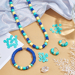Flat Round Handmade Polymer Clay Beads&nbsp;CLAY-AR0001-18C