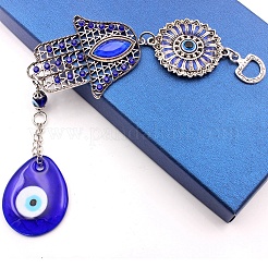 Lampwork Turkish Blue Teardrop with Evil Eye Pendant Decoration&nbsp;EVIL-PW0004-06