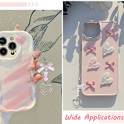 4 Sets Alloy & Acrylic Heart Shape Mobile Straps&nbsp;HJEW-SC0002-06