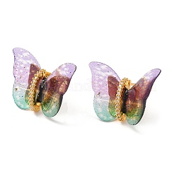 Film Butterfly Stud Earrings with Cubic Zirconia&nbsp;KK-K375-01G