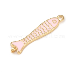 Brass Enamel Fish Connector Charms&nbsp;KK-L255-15G-03