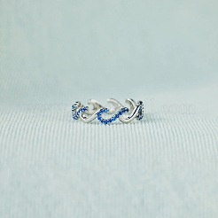 Wave Shaped 925 Sterling Silver Micro Pave Cubic Zirconia Finger Rings&nbsp;FS-WGA19D0-02