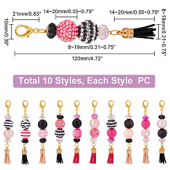 10Pcs 10 Styles Glass & Acrylic & Resin Beaded Pendant Decorations&nbsp;HJEW-AB00273