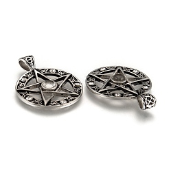 Vintage Men's 304 Stainless Steel Ring with Pentagram Star Pendants&nbsp;STAS-O044-25B