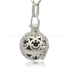 Silver Color Plated Brass Hollow Round Cage Pendants&nbsp;KK-J216-11S
