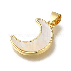 Rack Plating Brass Pave Shell Pendants&nbsp;KK-G500-17G
