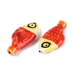 Hand Painted Fish Shaped Porcelain Beads&nbsp;PORC-N013-06H