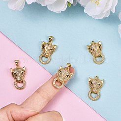 5Pcs Brass Micro Pave Clear & Green Cubic Zirconia Pendants&nbsp;ZIRC-SZ0003-23