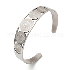 Religion 201 Stainless Steel Cuff Bangles for Women&nbsp;LS-BJEW-F507-02P