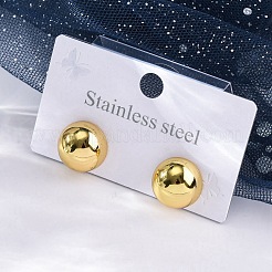 Half Round 304 Stainless Steel Stud Earrings&nbsp;EJEW-A125-80B-G