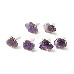 Raw Rough Natural Gemstone Stud Earrings&nbsp;EJEW-R148-01LG