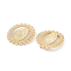 Rack Plating Brass Micro Pave Clear Cubic Zirconia Pendants&nbsp;ZIRC-C040-11G