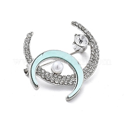 Alloy Crystal Rhinestone Double Moon Brooches&nbsp;JEWB-C037-03P