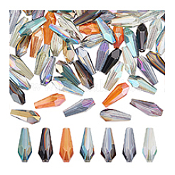 70Pcs 7 Colors Full Rainbow Plated Faceted Teardrop Glass Beads&nbsp;EGLA-PH0001-64