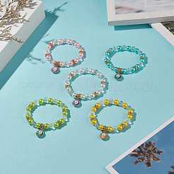 Alloy Enamel Shell Charms Stretch Bracelet&nbsp;BJEW-JB09942