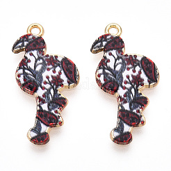 Printed Light Gold Tone Alloy Pendants&nbsp;ENAM-N056-210A