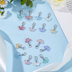 80Pcs 8 Styles Butterfly Transparent Spray Painted Glass Charms&nbsp;HJEW-DC00039