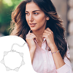 Heart 304 Stainless Steel Cabochon Setting Bracelets&nbsp;BJEW-AB00011