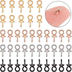40Pcs 4 Colors Ion Plating(IP) 304 Stainless Steel Cup Pearl Peg Bails Pin Pendants&nbsp;STAS-UN0032-70