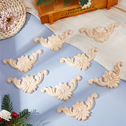Wood Carved Center Flower Long Applique&nbsp;AJEW-WH0752-100