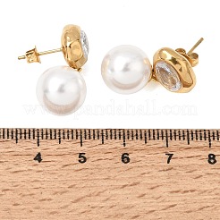 304 Stainless Steel Pave Clear Cubic Zirconia Stud Earrings&nbsp;SA-CBADCF0-01G