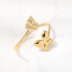 304 Stainless Steel Cuff Rings for Women&nbsp;RJEW-K312-03G