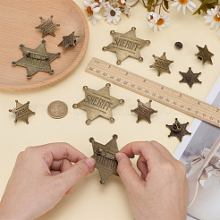 12Pcs 2 Styles Alloy Star with Word Sheriff Brooch Pins for Costume Accessories&nbsp;JEWB-FG0001-61