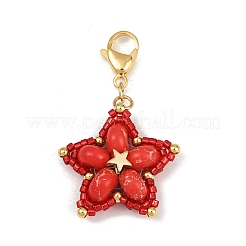 Star Handmade Glass Seed Beaded & Synthetic Imperial Jasper Dyed Beads Pendant Decorations&nbsp;HJEW-MZ00268
