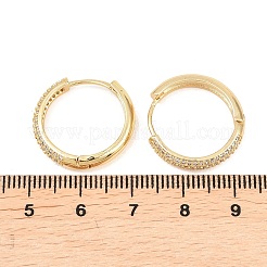 Brass Clear Cubic Zirconia Hoop Earrings&nbsp;EJEW-A156-08A-G