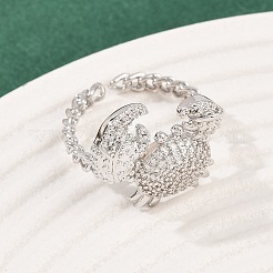 Brass Micro Pave Cubic Zirconia Cuff Rings&nbsp;RJEW-P167-02A-P