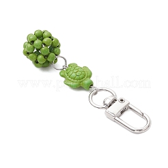 Synthetic Turquoise Beaded Round & Sea Turtle Pendant Decorations&nbsp;HJEW-JM03101