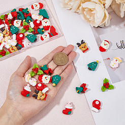 48Pcs 8 Styles Christmas Theme Opaque Resin Cabochons&nbsp;CRES-CA0001-23