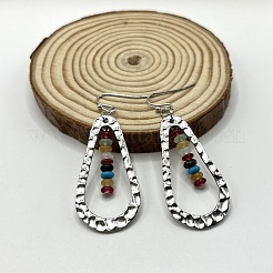 Alloy Lampwork Rondelle Beaded Dangle Earrings&nbsp;FS-WG43C25-01