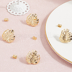 4 Pairs Brass Stud Earring Findings&nbsp;KK-BBC0019-95B