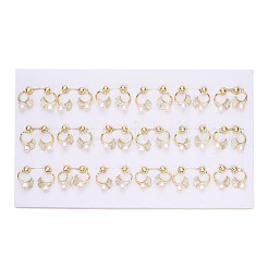 Ginkgo Leaf Natural Pearl Front Back Stud Earrings with Cubic Zirconia&nbsp;PEAR-N020-05Q