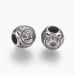 12 Constellations 316 Surgical Stainless Steel European Beads&nbsp;STAS-P212-18AS