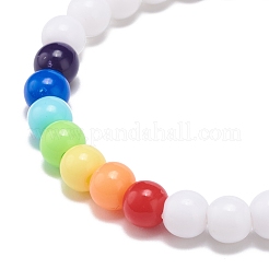 2Pcs 2 Colors Acrylic Round Beaded Stretch Bracelets Set for Kids&nbsp;BJEW-JB08555-02