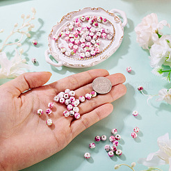 100Pcs 5 Styles Handmade Flower Printed Porcelain Ceramic Beads&nbsp;PORC-TA0001-42A