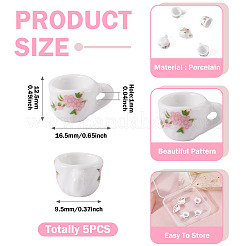 5Pcs Porcelain Mini Tea Cup&nbsp;AJEW-TA0003-15