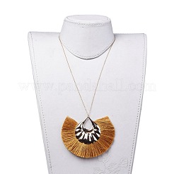 Polyester Tassel Pendant Necklaces&nbsp;NJEW-JN02519-M