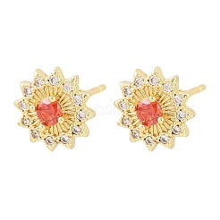 Brass Micro Pave Cubic Zirconia Stud Earrings for Women&nbsp;KK-A305-04G-01