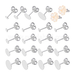 925 Sterling Silver Flat Pad Stud Earring Findings&nbsp;STER-PH0002-77