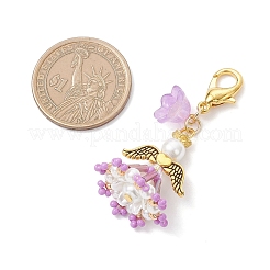 Handmade Glass Seed Beaded Angel Pendant Decorations&nbsp;HJEW-MZ00381-02