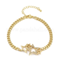 Brass Micro Pave Clear Cubic Zirconia Charm Bracelets&nbsp;BJEW-M050-01G-03