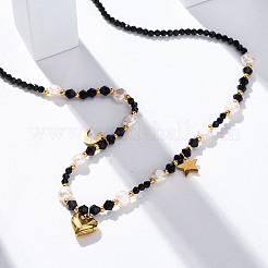 304 Stainless Steel Heart Pendant Necklaces&nbsp;NJEW-U026-17G